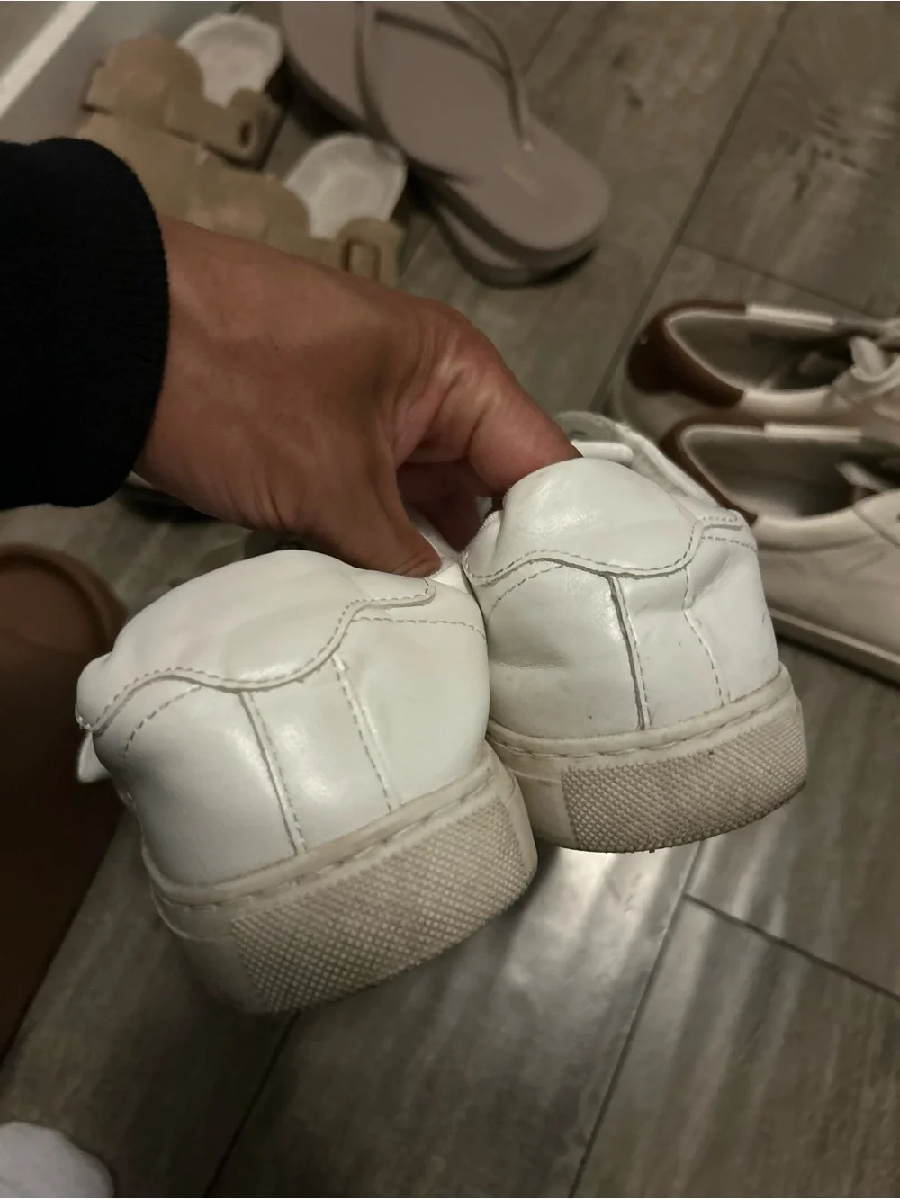 Coach White and Brown Leather Low Top AND Banana Republic all white low Sneakers - Picture 10 of 11